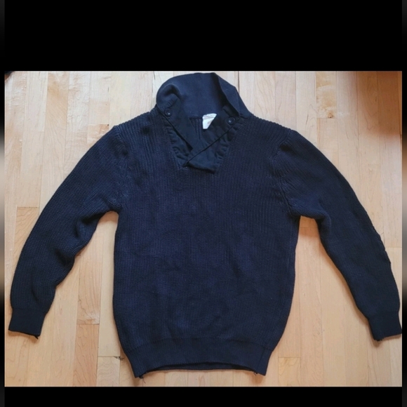 Sweater Mechanic Men's Large Black Army Knit Elbow Patch Sweater Vintage
